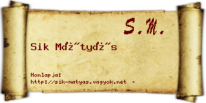 Sik Mátyás névjegykártya