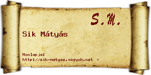 Sik Mátyás névjegykártya